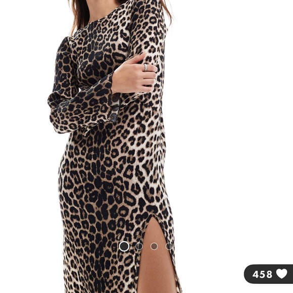 ASOS extra & vert plisse leopard maxi dress - Picture 2 of 4